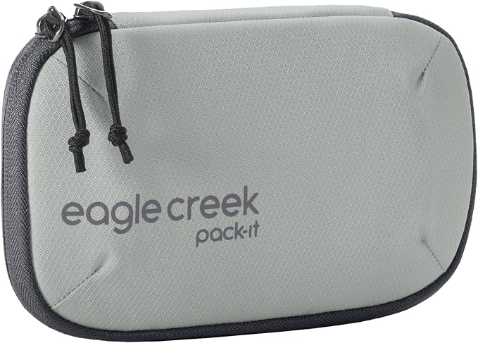 Eagle Creek Pack-It E-Tools Organizer Mini, Storm Grey | Padded Travel Tech Organizer for Small Accessories, Internal Stretch Pockets, Internal Elastic Loops, Recycled Fabric by EagleCreek