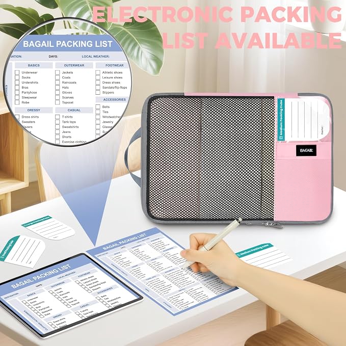BAGAIL 4/6 Set/8 Set Compression Packing Cubes Travel Accessories Expandable Packing Organizers(HalfMesh, 8-Pink) - Image 3