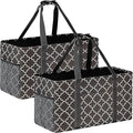 GhvyenntteS Extra Large Utility Tote Bag 2 Pack - Stand Up Utility Tote with Metal Wire Frame & Hard Bottom Board, Reusable Grocery Bags With Handles for Storage, Picnics, Beach, Laundry, Car, Camping by GhvyenntteS