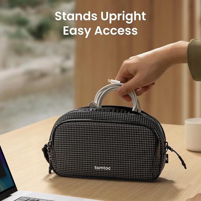 tomtoc Electronic Organizer Travel Case Performance, Dual Compartment Bag | Water Resistant Cable Organization Storage for Charger, Cord, Phone, Hard Drive, Power Bank, Accessories Travel Essentials - Image 4