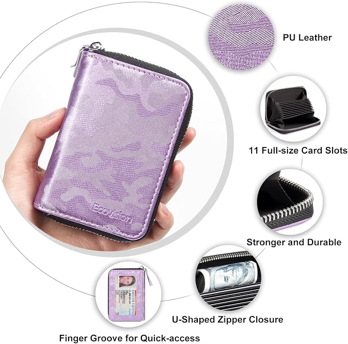 Credit Card Wallet, RFID Card Case Wallet, Zipper Card Cases Holder for Men Women, RFID Blocking, KeyChain Wallet, Compact Size Card Organizer Case for Women - Image 5