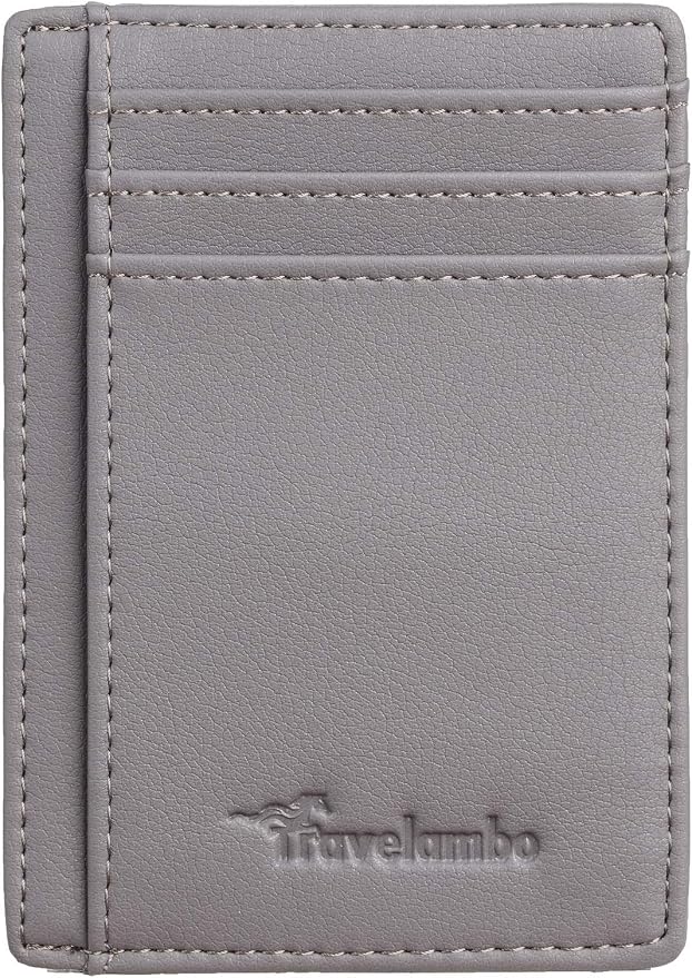 Travelambo Front Pocket Minimalist Leather Slim Wallet RFID Blocking Medium Size - Image 4