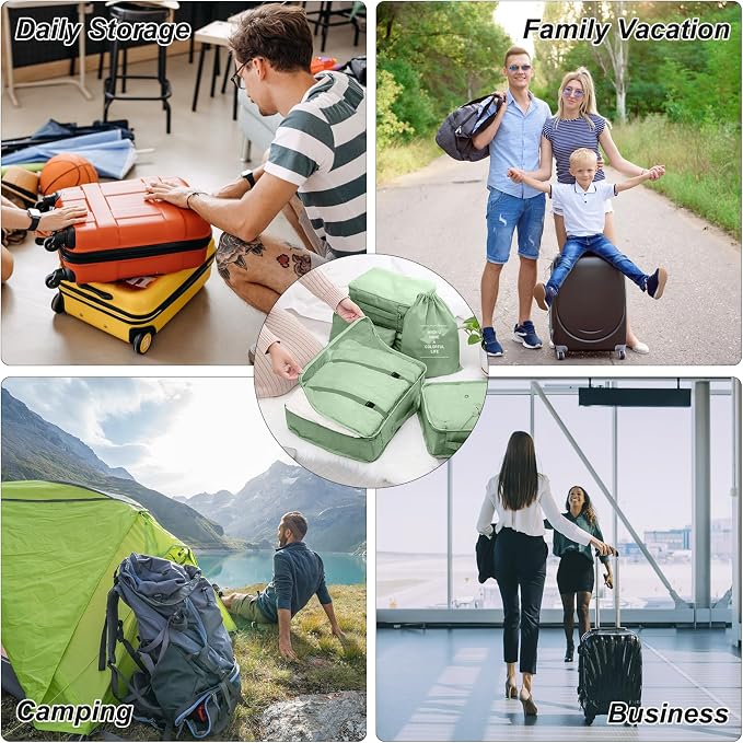 Packing Cubes for Travel- 8 Set Luggage Organizer Bags for Family, Mesh Breathable Travel Packing Cubes for Suitcases Durable Travel Essentials Bags Set (Matcha Green, 10 Set) - Image 7