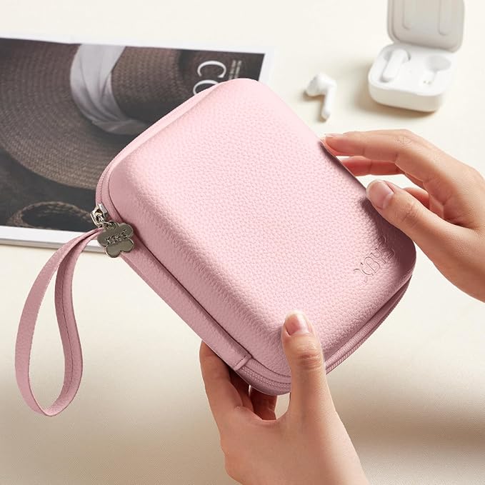 Portable Charger Case, Tech Pouch Travel Organizer, L, Pink | Hard Shell Electronic Storage for MacBook Power Adapter, Magic Mouse, Charging Cords, Power Bank Laptop Accessories - Image 6