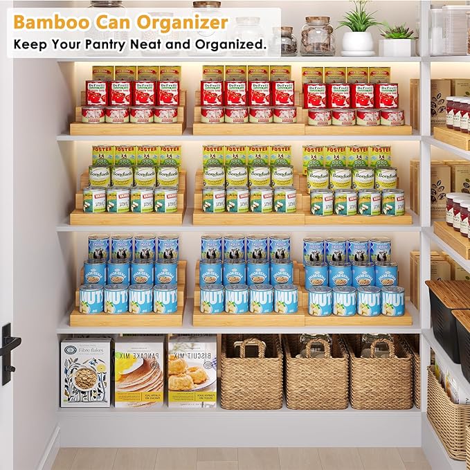 2-Pack Expandable Bamboo Can Organizer for Pantry Display, Holds 48 Cans | 3-Tier Adjustable Can Storage Holder, Soda & Canned Food Organizer Rack for Cabinets & Countertops (Patent Pending) - Image 2