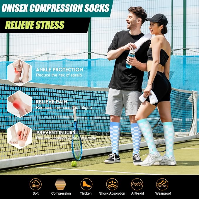 Genovega 3 Packs Wide Calf Compression Socks for Women Men Knee Hight S/M-4XL for Gifts - Image 3