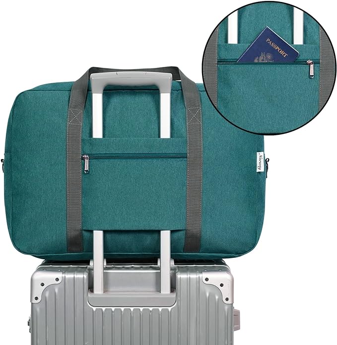 For United Airlines Foldable Carry on Bag 22x14x9 Travel Duffel Bag Packable luggage Duffle for Women and Men 40L (Teal) - Image 5