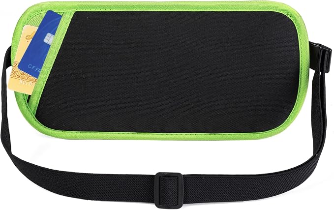 RFID Blocking Money Belt - Passport Holder & Travel Wallet, Slim Hidden Fanny Packs for Women Men - Green - Image 6