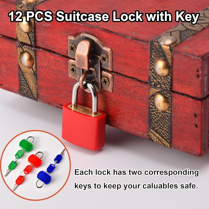 smilixin 12 PCS Suitcase Locks with Keys,Small Locks with Keys,6 Colors | Metal Luggage Padlocks with Key,Lock Luggage Locks Mini Keyed Padlock for Backpack Boxes Laptop Bag School Gym Locker,28 mm - Image 6