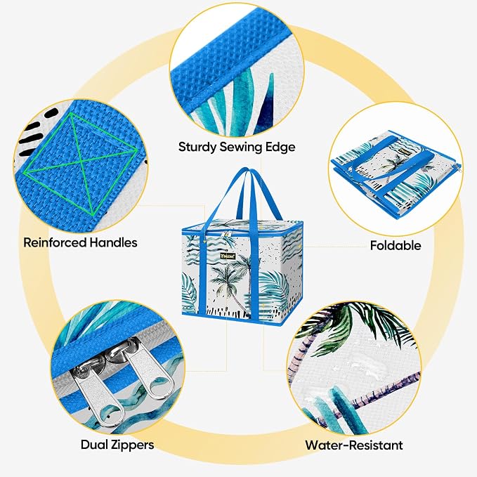 BALEINE 1PK Insulated Reusable Grocery Bag, Heavy Duty Shopping Tote | Foam & Foil Insulation, 9" Long Handles, Reinforced Bottom Keeps Upright, Fold Flat Storage, Water-Resistant Shopping Bag - Image 7