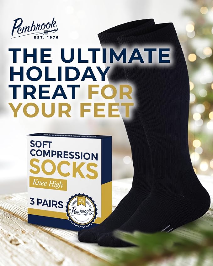Pembrook® Light Compression Socks for Men & Women - 3 Pairs | 8-15 mmhg Compression Dress Socks for Men | Support Socks - Image 7