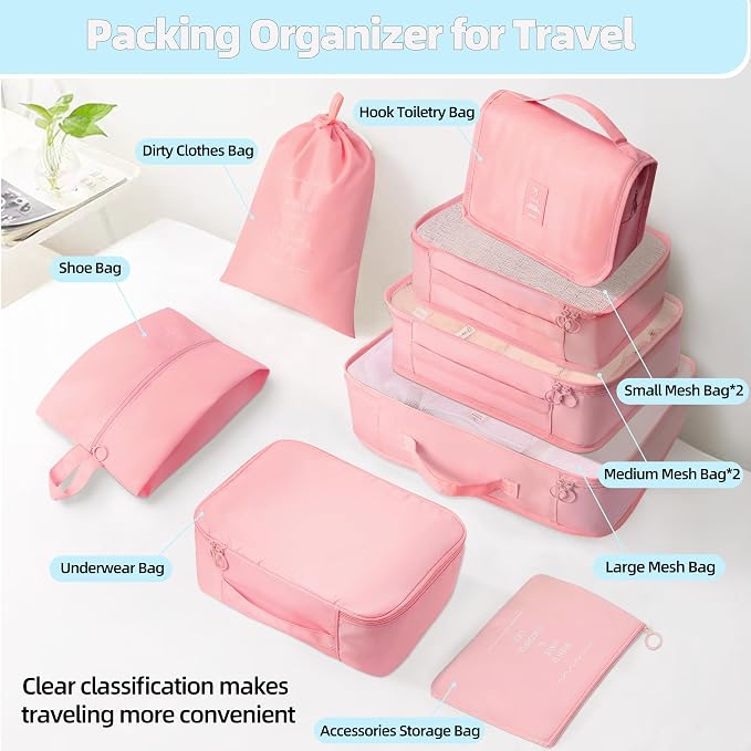 10 Pcs Set Packing Cubes - Travel Packing Organizers, Expandable Suitcase Organizer, Luggage Organizer Bags - Image 3