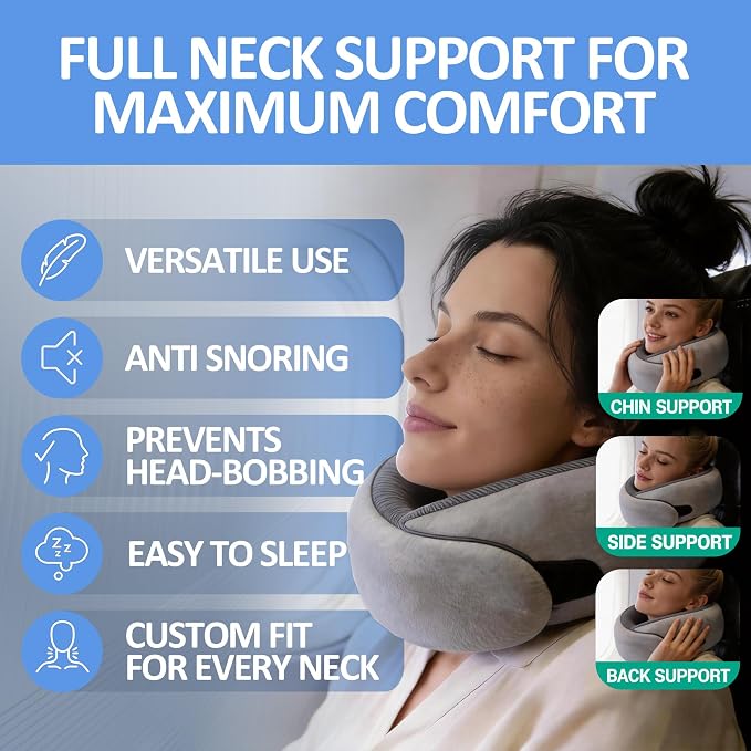 Travel Pillow, Neck Pillow for Airplane Travel, Memory Foam Neck Pillow - Image 4