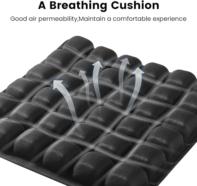 Travel Cushion, Inflatable Travel Cushion Airplane Seat Cushion for Long Flights, Portable Car Seat Cushions for Office Chair, Wheelchair, Camping, Home Living (Black) - Image 5