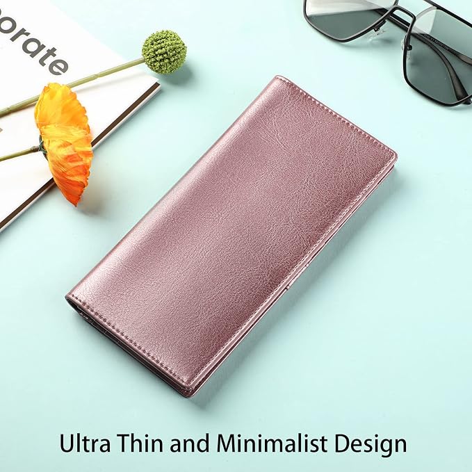 Ultra Slim Thin Leather Women Wallet RFID Blocking Credit Card Holder Bifold Long Ladies Billfold - Image 2