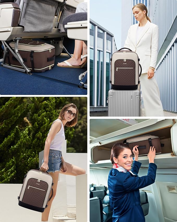 LOVEVOOK Large Travel Backpack for Women, TSA Carry on Backpack for Airplanes, 40L Personal Item Travel Bag for Women fits 17" Laptop,Waterproof Carry on Bag Airplane Approved with 3 Packing Cubes - Image 6