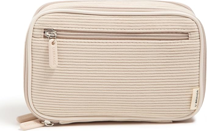 U Brands Electronics Organizer Travel Case, Cord Storage, 8" x 5.25", Beige - Image 2
