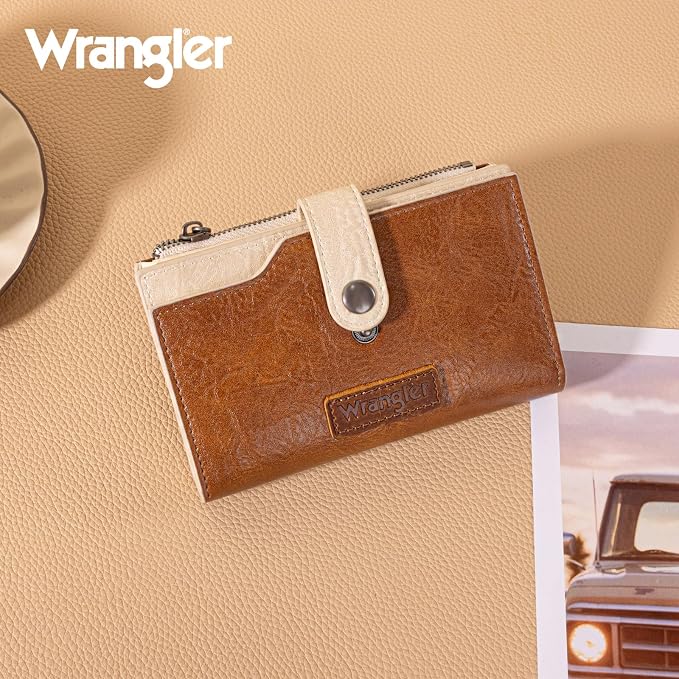 Wrangler Wallet for Women Bifold Card Holder with Zipper and ID Window - Image 6