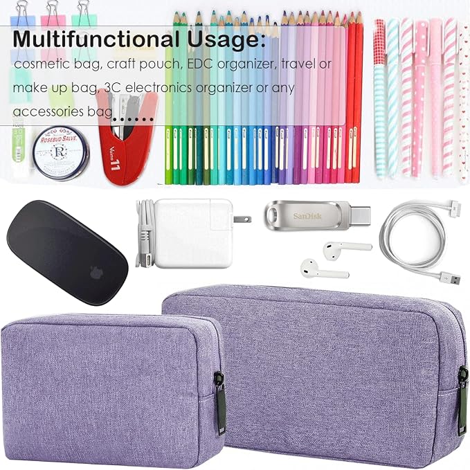CAAORDKSO Small Cable Organizer Bag, Charger Organizer Case Pouch Travel Bag, Waterproof Electronics Accessories Case for USB, Cable, Cord, Charger, Phone, Power Bank, Earphone (Small-Purple) - Image 6