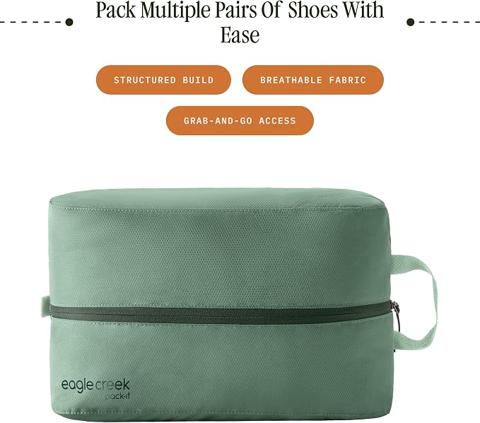 Eagle Creek Pack-It Reveal Multi Shoe Cube, Willow Green | Dual-Compartment Shoe Cube for Optimizing Luggage Space, Travel-Friendly, Easy-Grab Zipper, Quick Grab Handle, Lightweight - Image 2