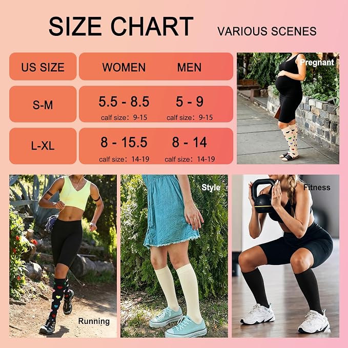 4 Pairs Compression Socks for Women Circulation-Best Support for Nurses,Running,Athletic,Travel - Image 5