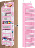 JARLINK Over the Door Organizer for Bedroom, Pantry, Bathroom, 5 Shelf Pink | Anti-Tilt Design, 44 lb Load Capacity, Hanging Door Organizer with 5 Large Capacity Pockets, Behind Door Storage for Nursery by JARLINK