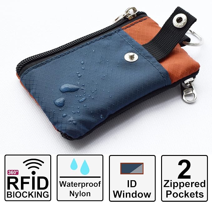 CHENSPRX Minimalist RFID Blocking Small Wallet with ID Window,WaterResistant Zip Id Case Wallet with Lanyard Keychain for Cards,Cash,Travel,Women,Men - Image 2