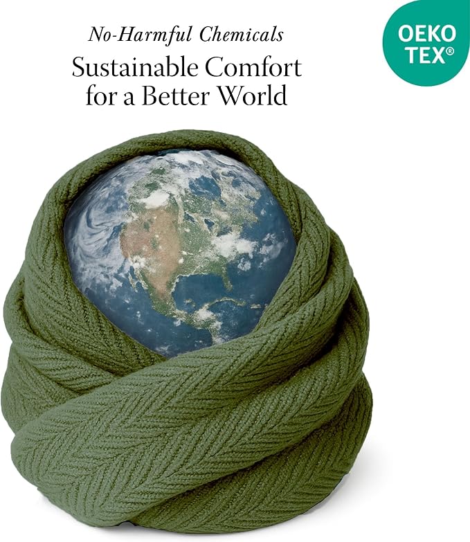 Threadmill Luxury Cotton Blankets for Queen Size Bed | All-Season 100% Cotton Queen Size Blanket | Herringbone Cozy, Soft Breathable Fall Thermal Blanket fits Full Size Bed | Olive - Image 6