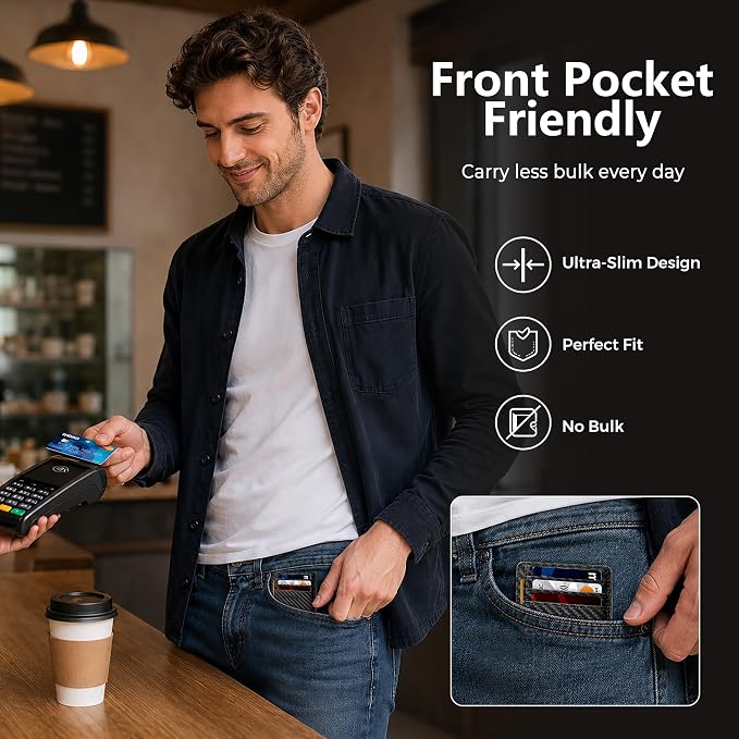 RUNBOX Slim Wallet for Men and Women, RFID Blocking Leather Card Holder | Minimalist 8-slot design fits IDs and credit cards in a thin profile for front pockets, purses, pants and travel - Image 6
