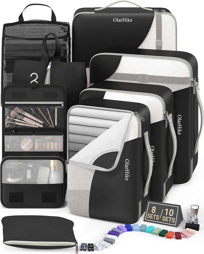 OlarHike 8 Set Packing Cubes for Travel,Gifts for Women Mom,Anti-Tearing Suitcase Organizer,with Over 1000 pcs Mesh Holes,Vacation Essentials & Accessories for Cruise Ship by OlarHike