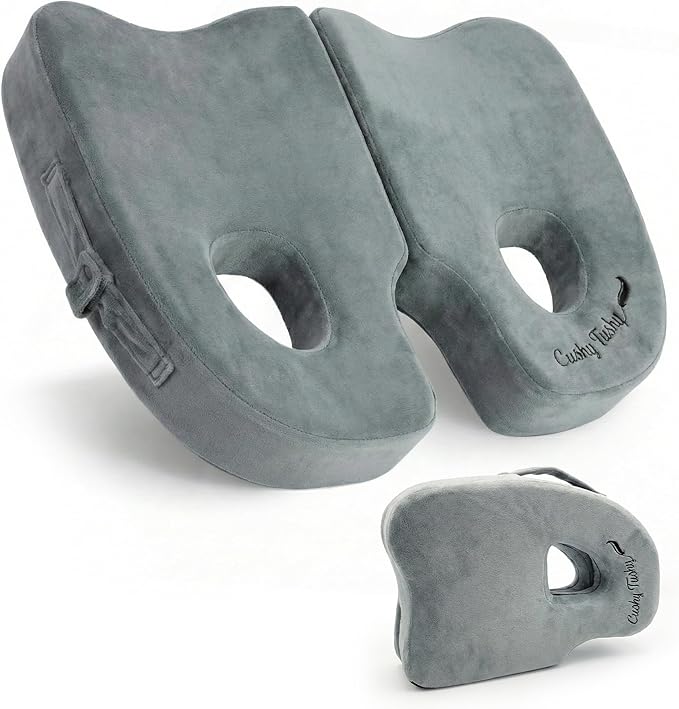Premium Foldable Piriformis Seat Cushion - Piriformis Pain and Sciatic Pain Relief Cushion - for Home & Office Use, Perfect for Travel or Driving by CushyTushy