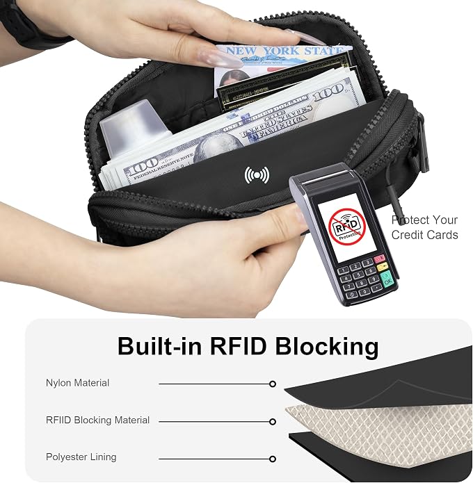 FODOKO Wristlet wallets for Women RFID crossbody bags with 4 Zippers | Checkered quilted nylon with credit card slots, cell phone organizer, and coin purse for travel and everyday carry - Image 6