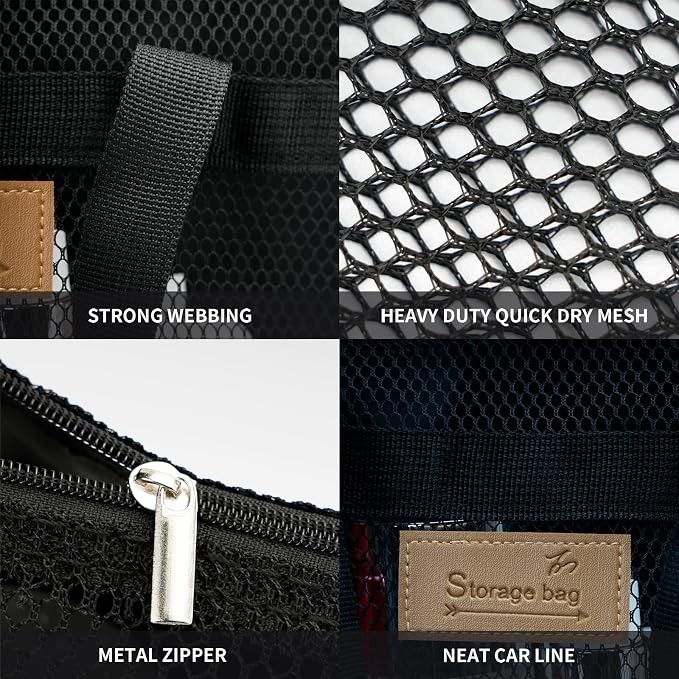 Mesh Shower Caddy Bag Portable Hanging Toiletry and Bath Organizer with Zipper for Travel, Gym, Camping, College Dorms, Beach - Image 6