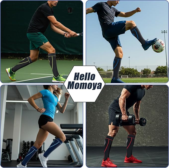 hello momoya Compression Socks for Women Men Circulation Knee High 8 Pairs for Nurses, Running, Travel, Athletic - Image 5