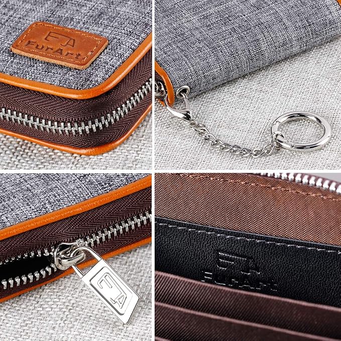 FurArt Zipper Wallet Women RFID Credit Card Holder keychain Wallet | ID Window RFID Blocking Compact Small business 15/16 slots - Image 5