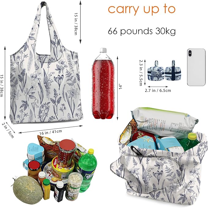 BeeGreen Reusable Grocery Shopping Bag -Travel Tote Bag - Foldable Compact Sturdy Bags - Image 3