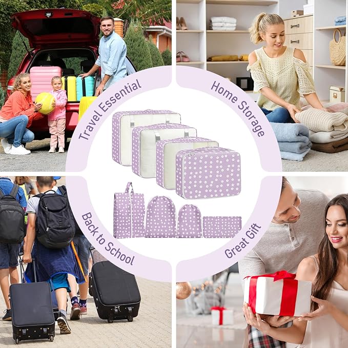 Packing Cubes for Travel - 8 Set Luggage Organizer Bags for Family, Mesh Breathable Packing Cubes for Suitcases Durable Travel Essentials Bags Set - Image 7