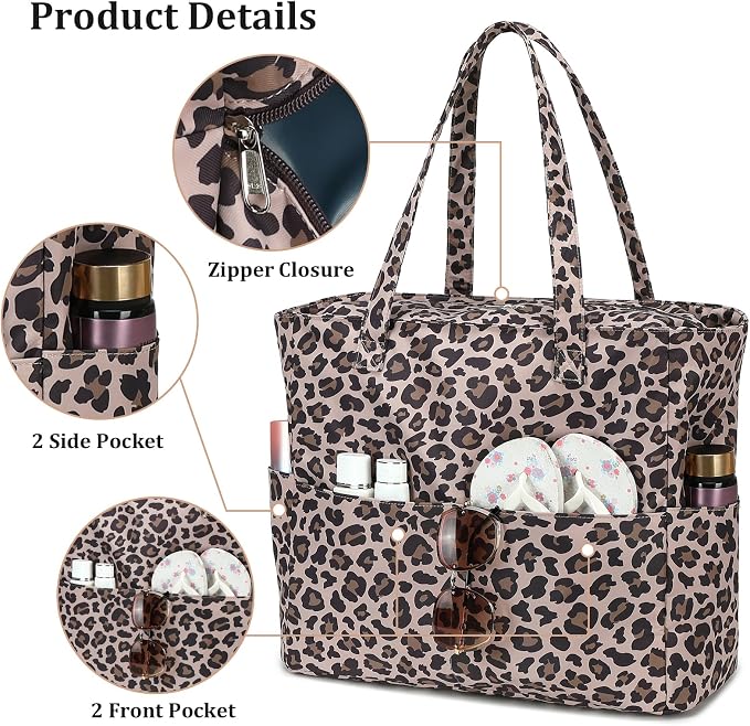LEDAOU Large Beach Bag for Women, Waterproof Sandproof Tote Bag with Zipper | 36L Pool and Swim bag with Zipper, Wet/Dry pocket and 7 Pockets for Beach Days, Cruises, Vacations and Family travel - Image 6