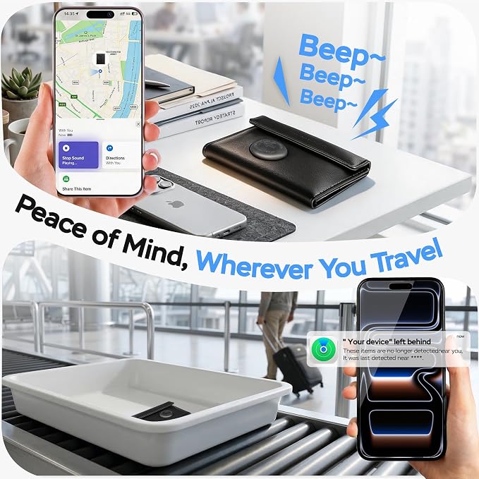 MiLi Smart Passport Holder with Bluetooth Tracker for iOS & Android | Works with Apple Find My & Google Find Hub, Leather Passport Holder for Travel, Never Lose Your Passport Again - Image 3