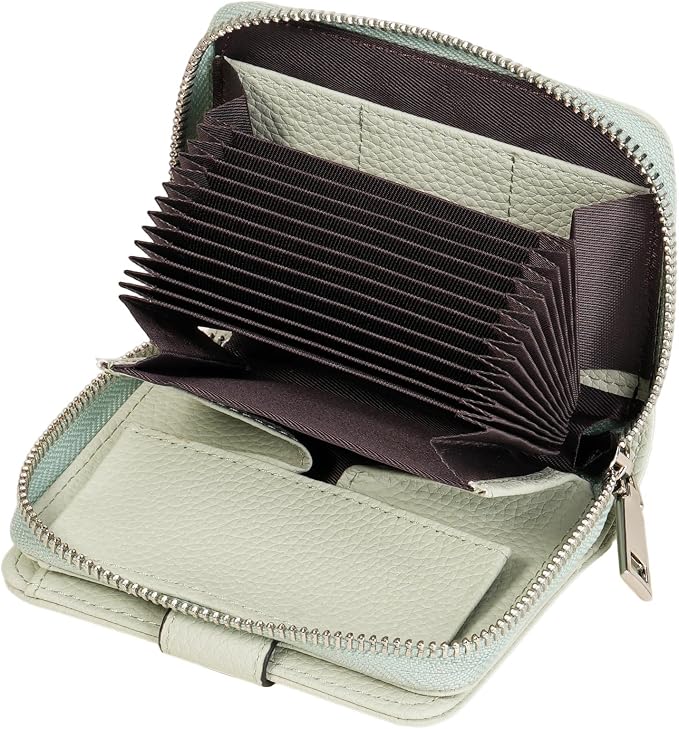 GAEKEAO Women's Leather Wallet RFID Blocking Card Holder with Many Compartments Small Purse with Zipper Key Chain Wallets - Image 6