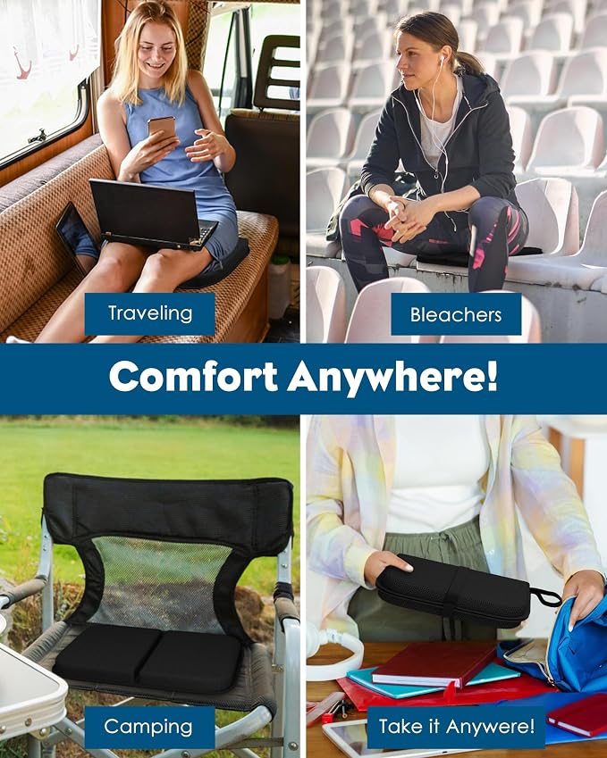Gel Travel Seat Cushion, Portable Airplane Seat Cushion, 16.5" x 12" Large Size Foldable for Airplane Seats, Office Chair, Camping, Bleachers, Flights, Commute - Image 6