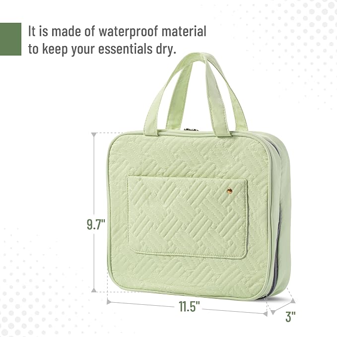 Ms. Pen- Travel Toiletry Bag Organizers, Sage Green | Makeup Travel Bag for Toiletries with Hanging Hook, Water-Resistant - Image 2