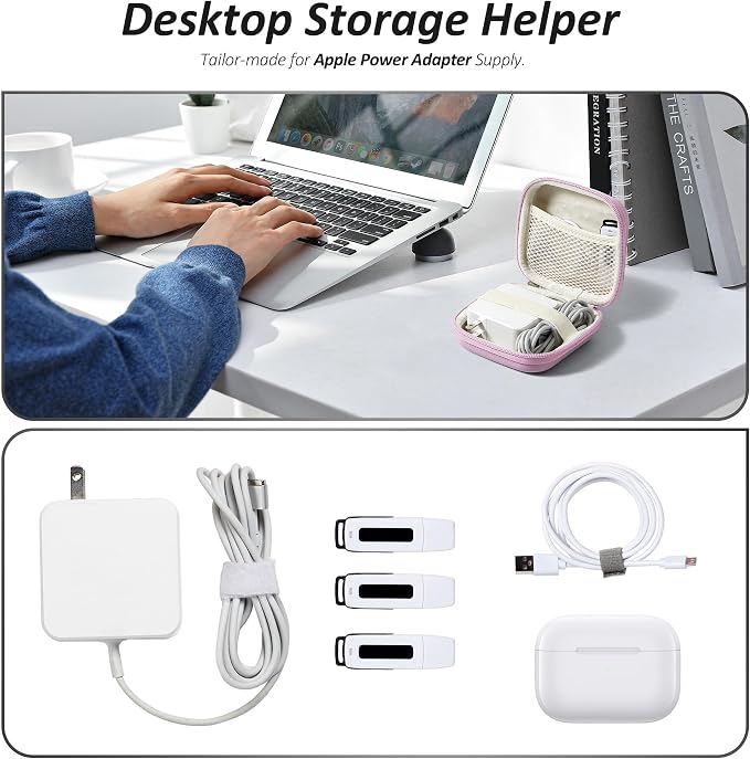 Portable Charger Case, Tech Pouch Travel Organizer, M, Light Purple | Hard Shell Electronic Storage for MacBook Power Adapter, Charging Cords, USB Drives, Power Bank Laptop Accessories - Image 3