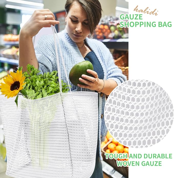 KALIDI Beach Mesh Tote Bag, Casual MAX 23L Summer Foldable Hobo Bag Women | Sandproof Widen Strap Large Shoulder Bag For Lake Pool Vacation Travel Picnic Grocery Market Shopping Carrier - Image 2