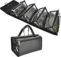 Large Capacity Hanging Eco Polyester Travel Toiletry Bag Makeup Cosmetic Bag 4-in-1 Roll-Up Make Up Storage Organizer With 4 detachable Removable Zipper Clear TPU Pouches & Hook by JulaVance