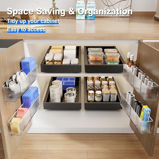 MUSTORN 2 Pack Adhesive Cabinet Door Organizer, Lid Organizers Inside Cabinet Spice Rack Food Container/Tumbler Lids Holders for Kitchen & Bathroom Wall Mounted(Acrylic) - Image 3