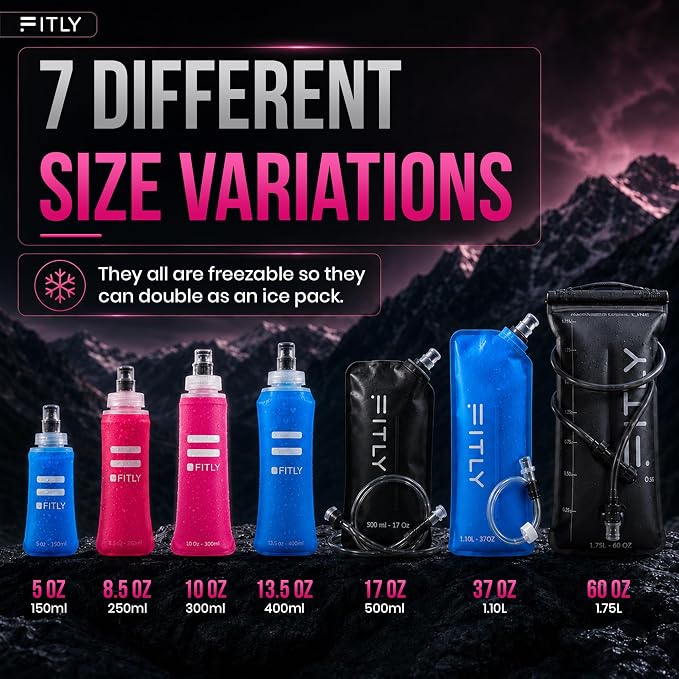 FITLY Soft Flask - Shrink As You Drink Soft Water Bottle for Hydration Pack - Folding Water Bottle Ideal for Running, Hiking, Cycling, Climbing & Rigorous Activity - Image 7