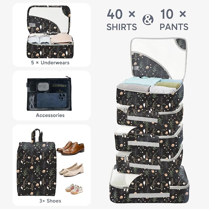 OlarHike 10 Set Packing Cubes for Travel,Gifts for Women Mom,Anti-Tearing Suitcase Organizer,with Over 1000 pcs Mesh Holes,Vacation Essentials & Accessories for Cruise Ship - Image 4