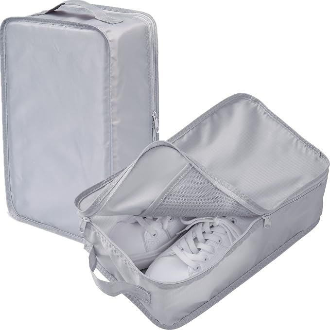 tianzong Travel Shoe Bag with Handle Holds 2 Pairs of Shoes, Shoe Packing Cubes for Travel (Grey, 2 Pack) by tianzong