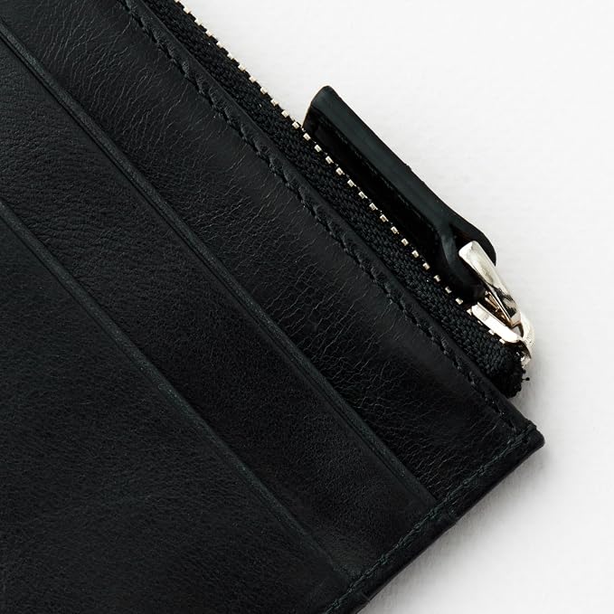 RFID Blocking Zipper Wallet, Slim Business Card Holder, Men & Women, Handcrafted Full-Grain Leather, Gift Box & Pouch, Christmas & Birthday, Black - Image 6